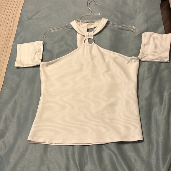 Sexy halter top with gold accent at choker neckline - Picture 2 of 6